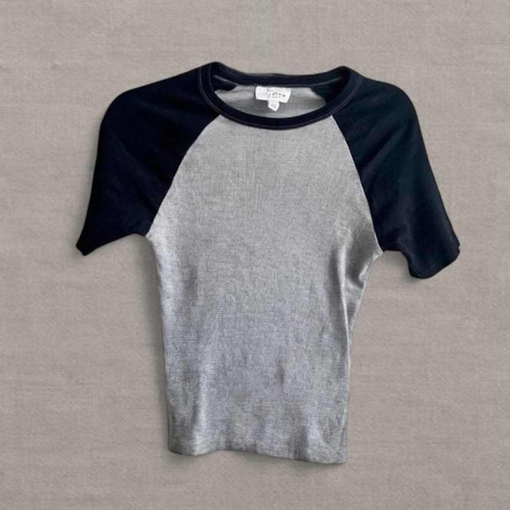 Topshop Black & Gray Short Sleeve Raglan Tee